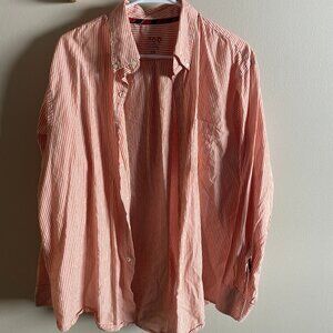 Izod Orange and White Striped Button Up